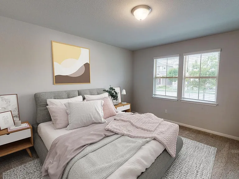 Bedroom 1. This image shows a virtually furnished space. Bedrooms come unfurnished.