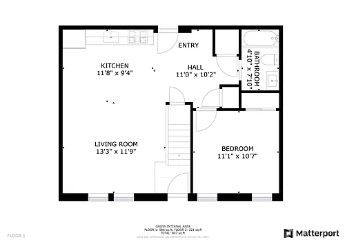 Floor plan Bi-level 2 Beds With Deck