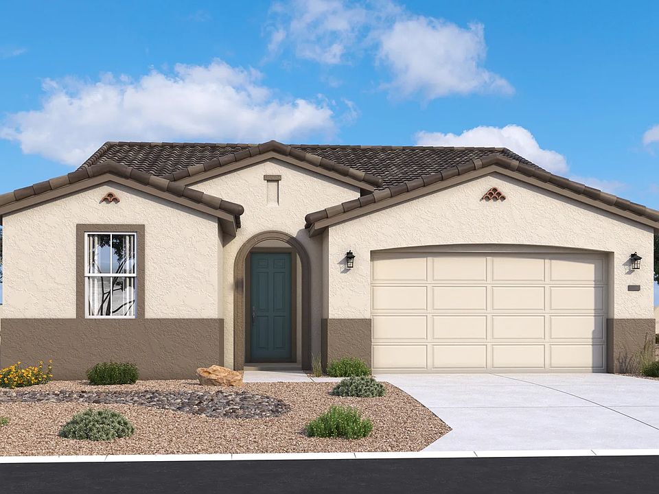 Spanish-style single-level Horseshoe exterior with warm stucco, arches and timeless desert character