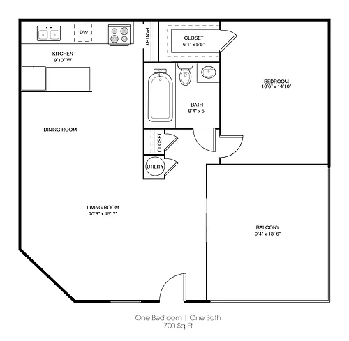 Floor plan 1 X 1 R