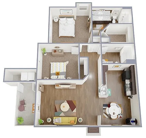 Floor plan 2 Bedroom 2 Bath B2E