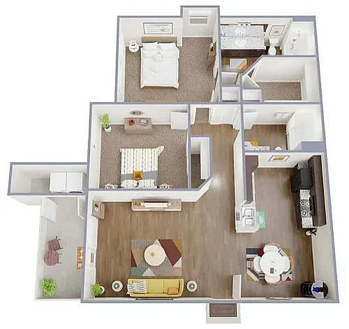 Floor plan 2 Bedroom 2 Bath B2E