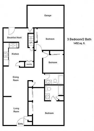 Floor plan Three Bedroom Townhome