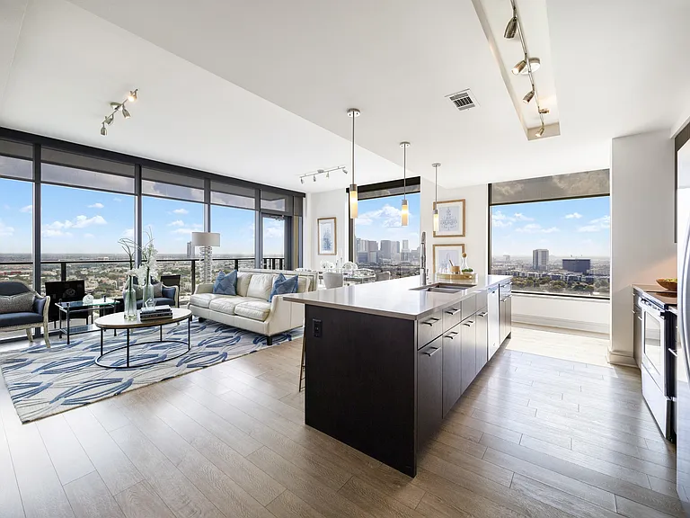 Select homes offer sweeping views of downtown Houston