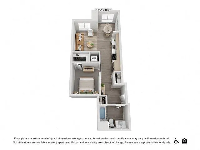 Floor plan S6 | Studio | 1 Bath | Den