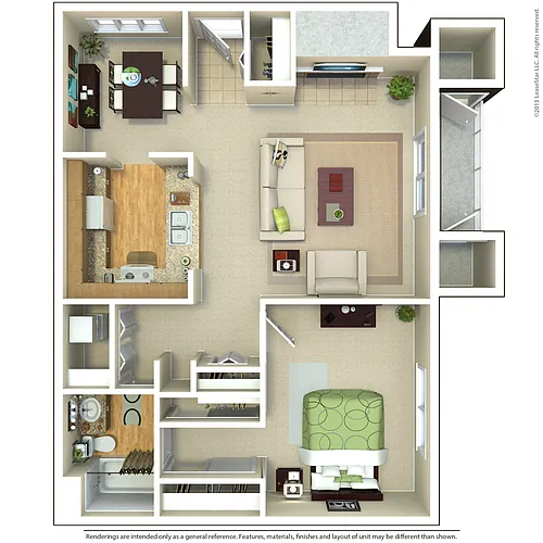 Floor plan 1 Bed 1 Bath (Plan A)