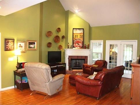 Great Room with Hardwood Floors and Fireplace