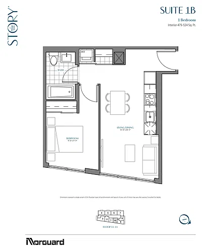 Floor plan 1 Bedroom, 1 Bathroom 1 Bed 1 Bath 2