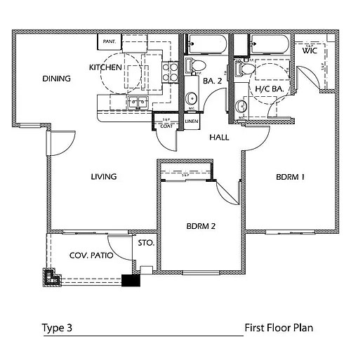 Floor plan 2 Bedroom 2 Bath