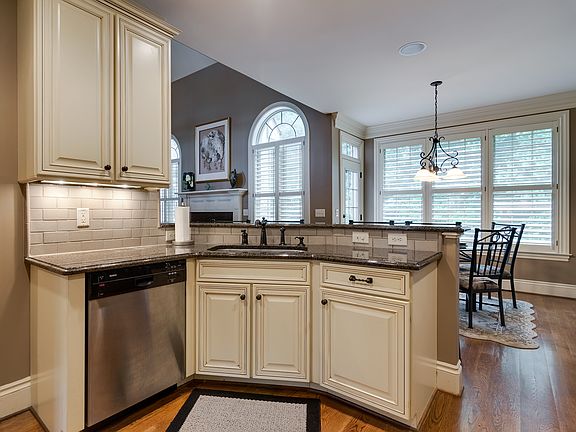 Kitchen view into living rm