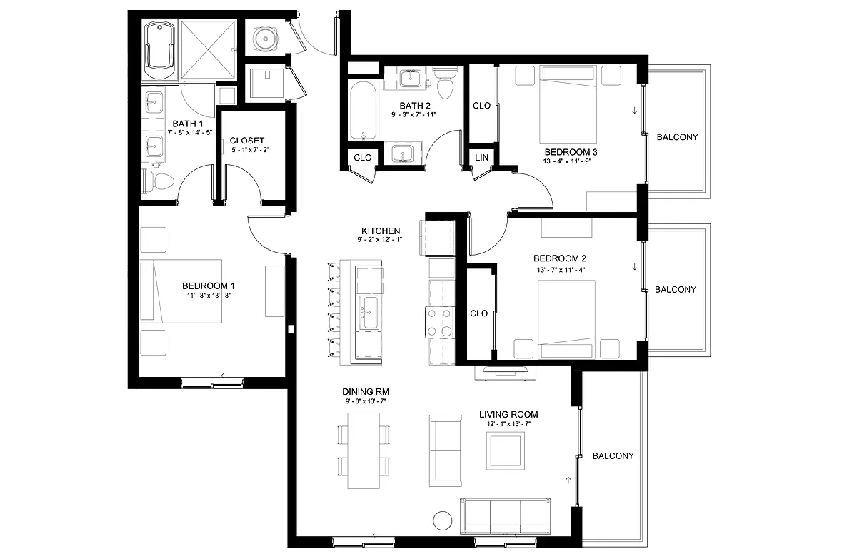 Floor plan 3 Bed/2 Bath-C3