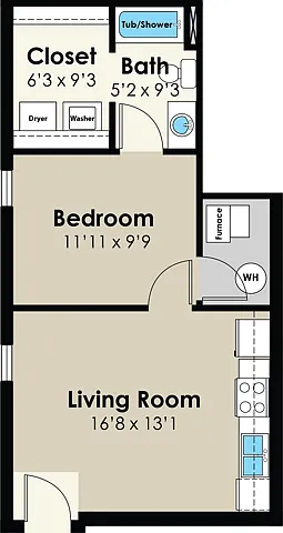 Floor plan 2309 Knapp 1 bd