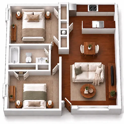 Floor plan Two Bedroom Small