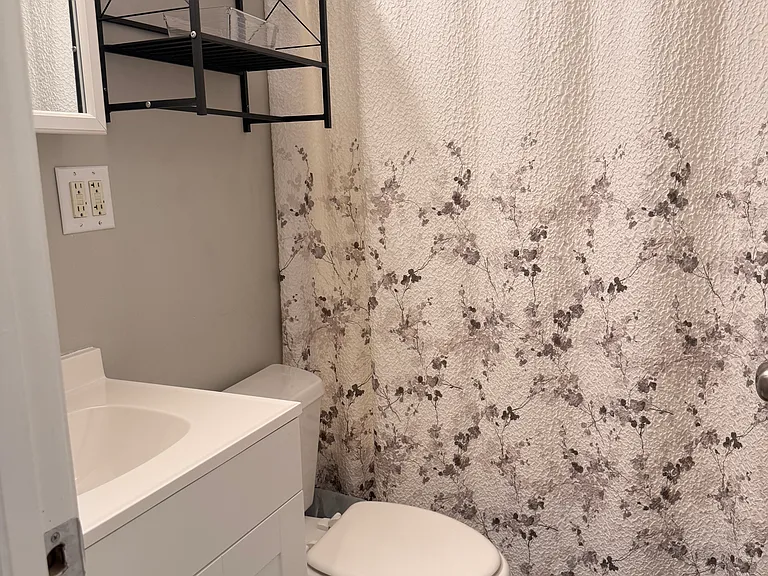 Full bath with shower/tub. Trifold medicine cabinet.