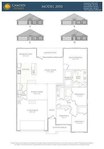 Floor plan 4 Bedrooms and 2 bathrooms