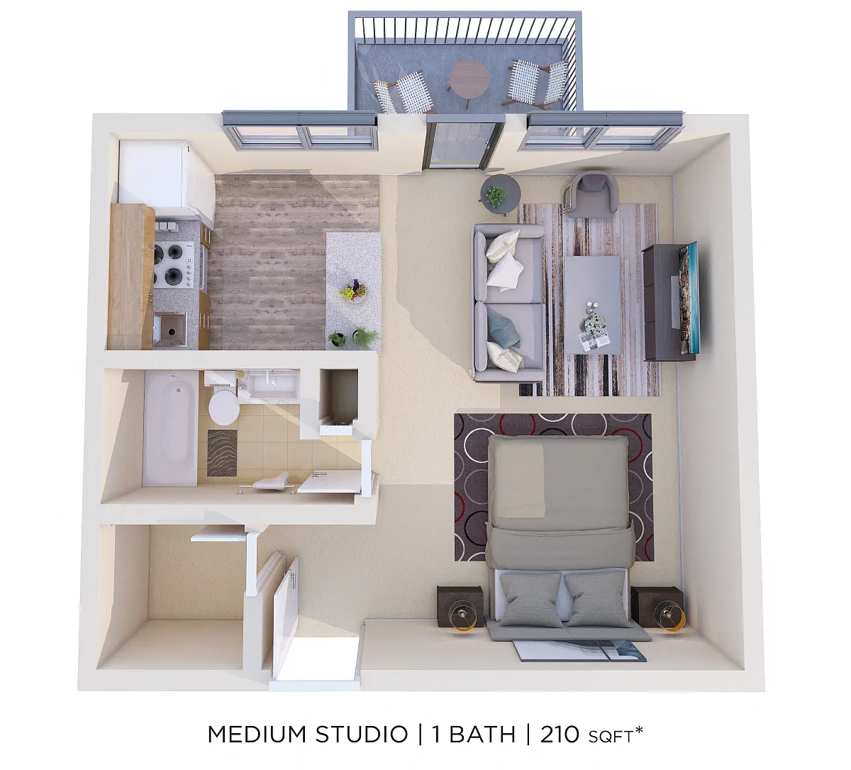 Floor plan Studio - 210 sqft