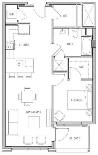 Floor plan 1 Bed-1 Bath-C5