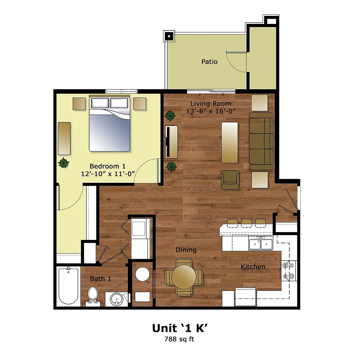 Floor plan 1 Bed 1 Bath