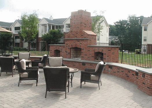 Outdoor patio and Fireplace