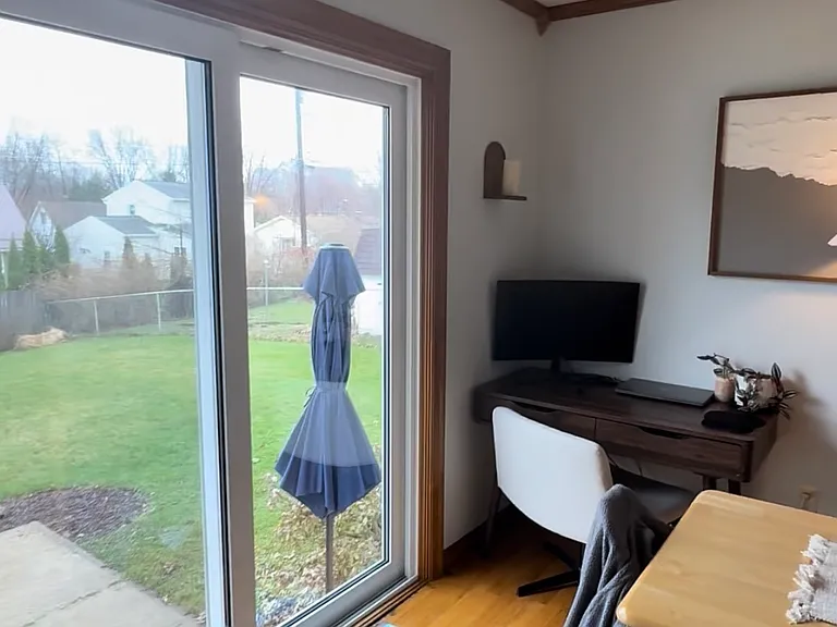 Kitchen looking out to Backyard