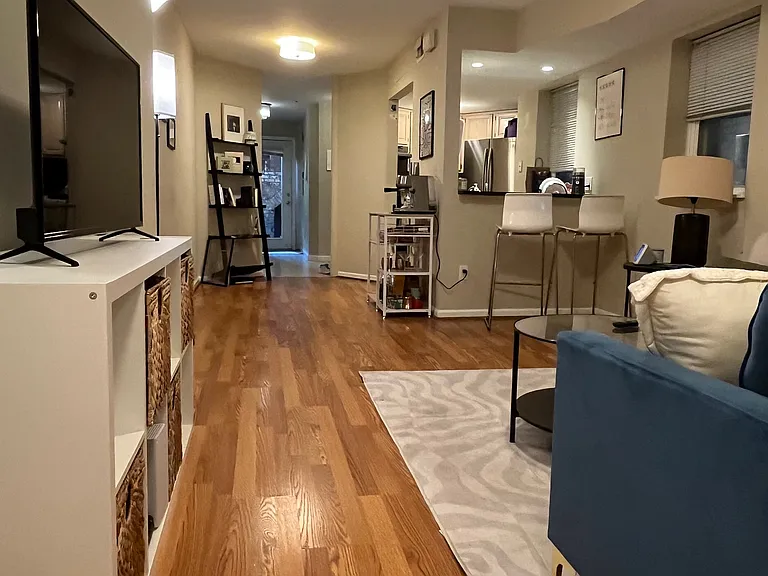 Looking through living/dining room from entrance to Bedroom 2