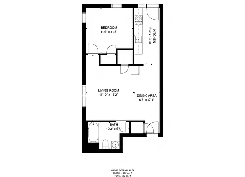 Floor plan 1 Bedroom 1 Bathroom