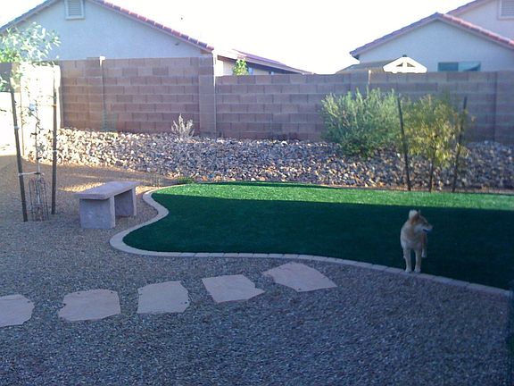 Back yard landscaping (artificial grass)