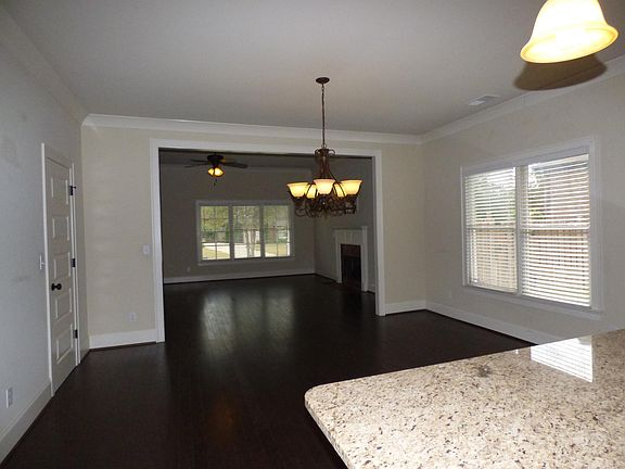 Wood floors in dining area