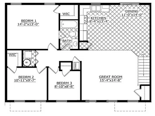 Floor plan 3BD/1BA