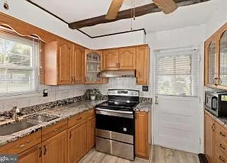Kitchen with walk out to the covered patio