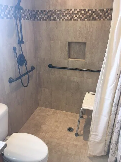 Walk in tile shower