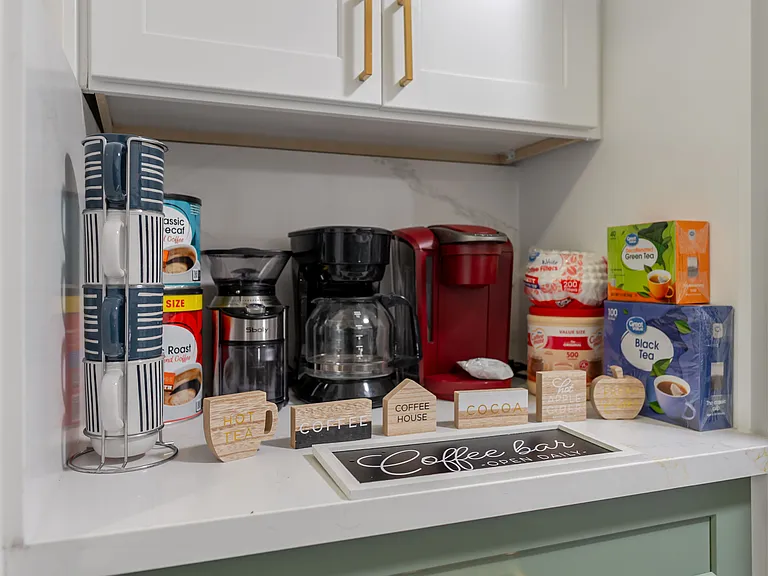 A cozy coffee bar designed for your perfect brew and morning moments!