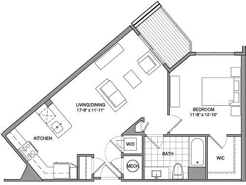 Floor plan 1 Bdrm C