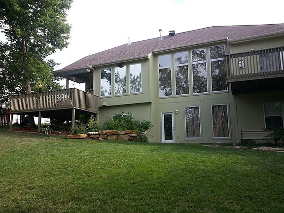 Two decks in the backyard
