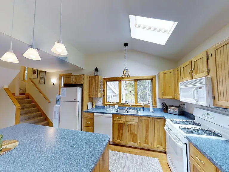 Open kitchen area with island