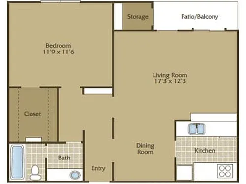 Floor plan 1 Bedroom Large