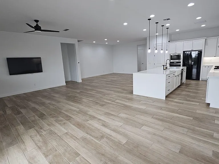 Dining area to open concept living