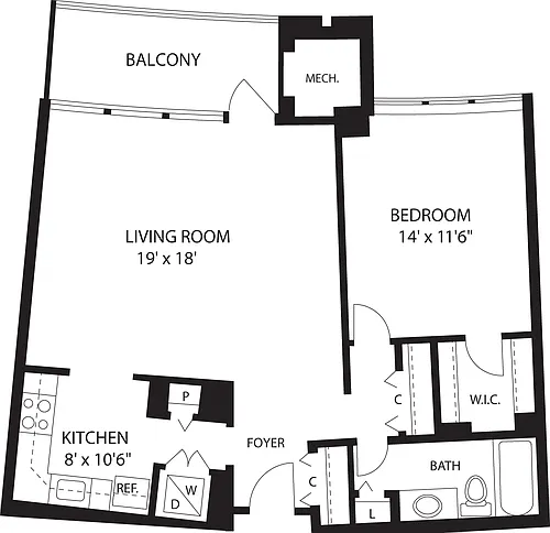 Floor plan 1 Bedroom O
