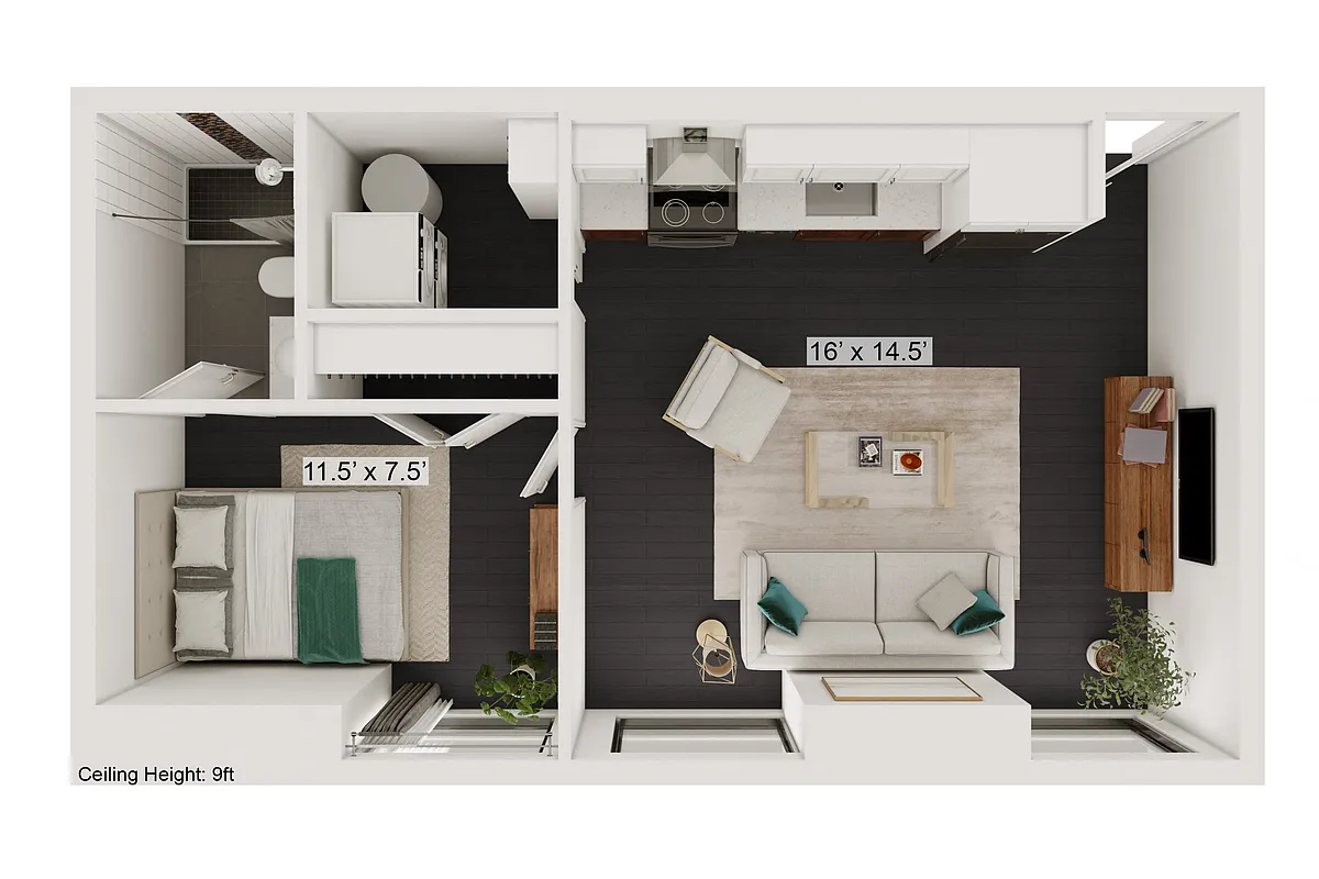 Floor plan Swing - 1 Bed, 1 Bath