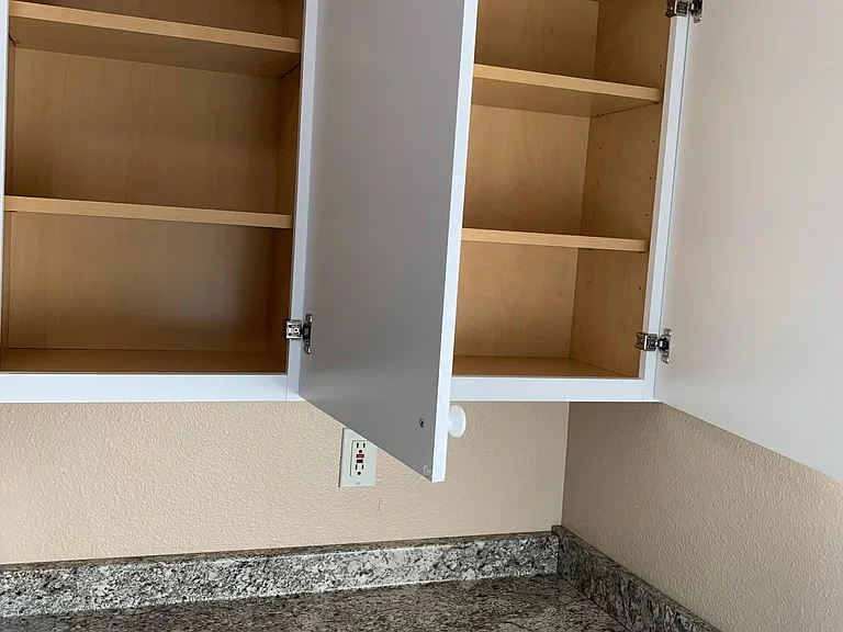New spacious kitchen cabinets and countertops