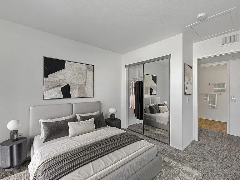 Experience ultimate relaxation in this contemporary and stylish bedroom oasis.