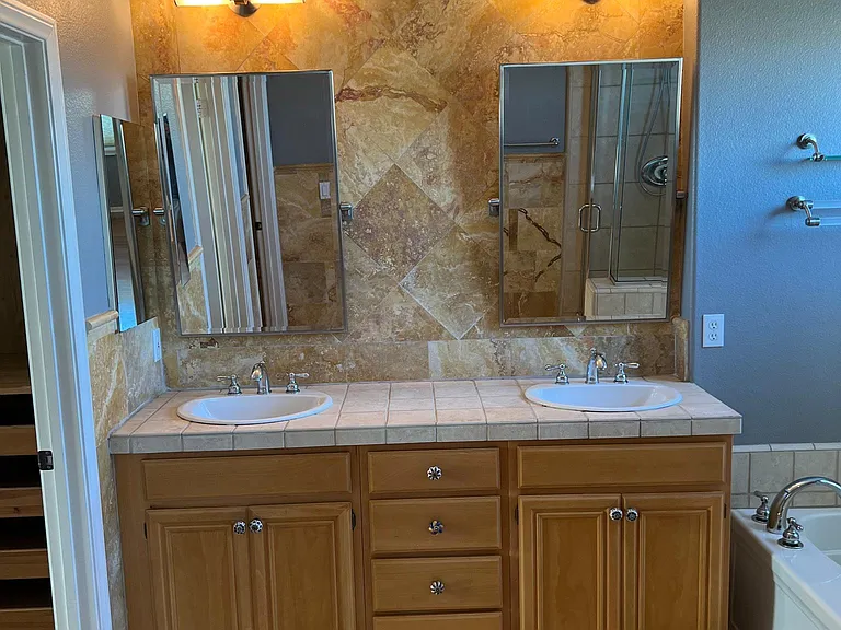 master bathroom
shower and tub at right side