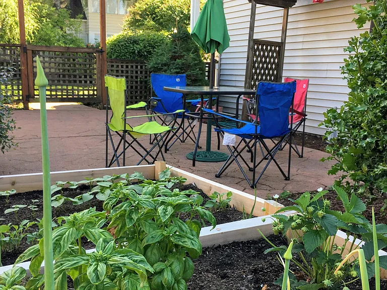 This fenced patio/garden is shared by all 4 plex owners/tenants.