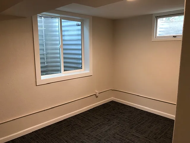 Downstairs bedroom with closet and escape window