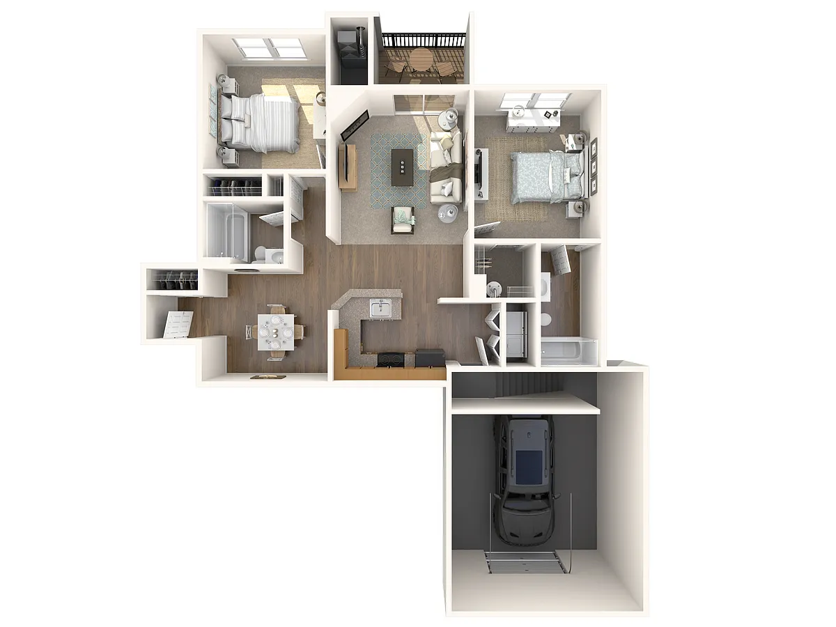 Floor plan 2 Bed 2 Bath Large Garage