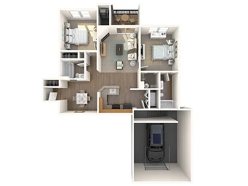 Floor plan 2 Bed 2 Bath Large Garage