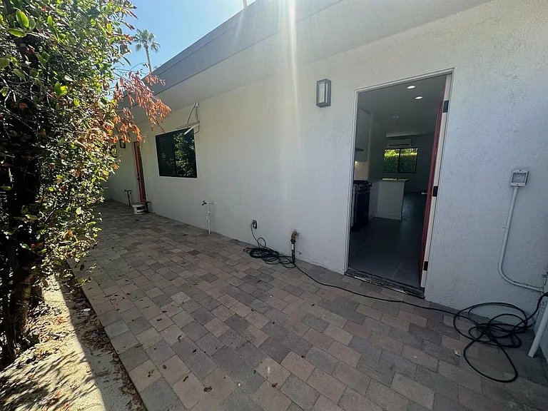 Backyard patio of unit