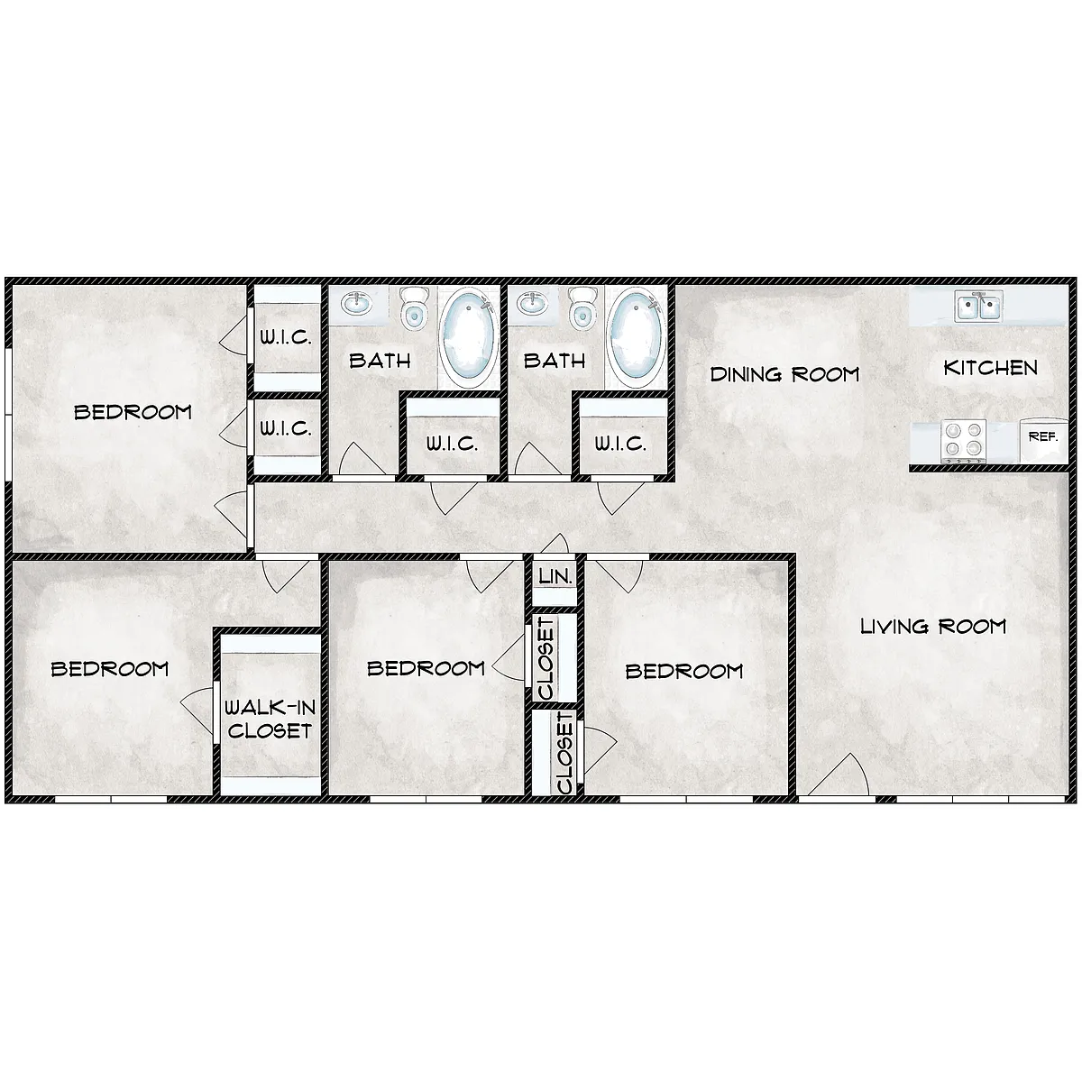 Floor plan 4 Bedroom 2 Baths