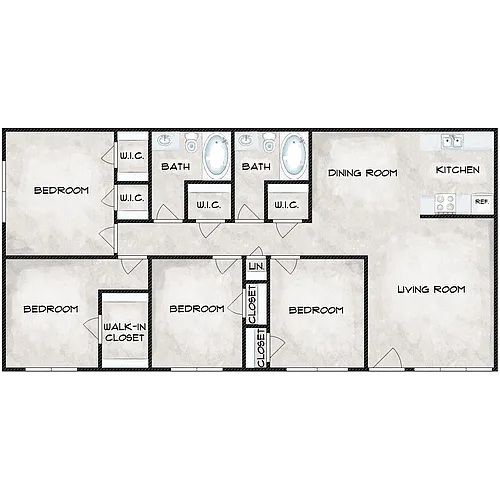 Floor plan 4 Bedroom 2 Baths