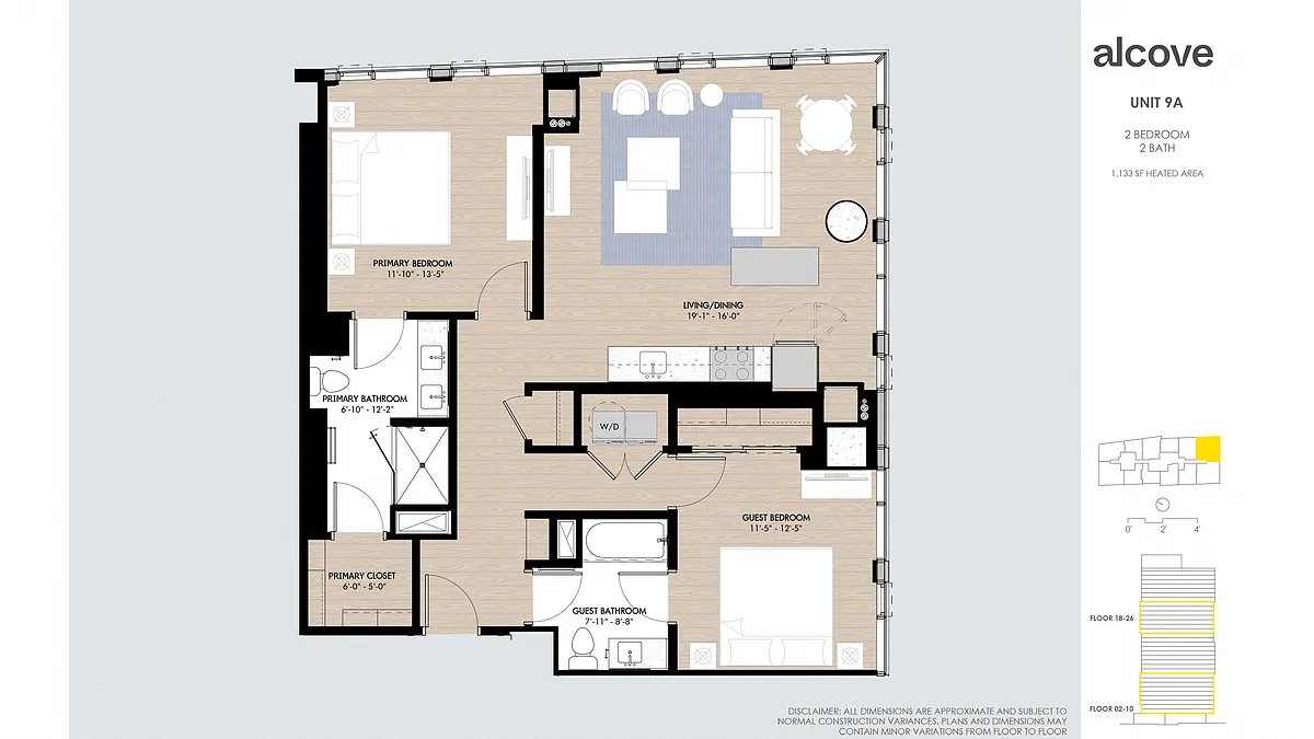Floor plan Alcove Two Bedrooms 09 Tiers 1 & 2